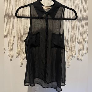 Decree Sleeveless Collared Button-Down Blouse Size M